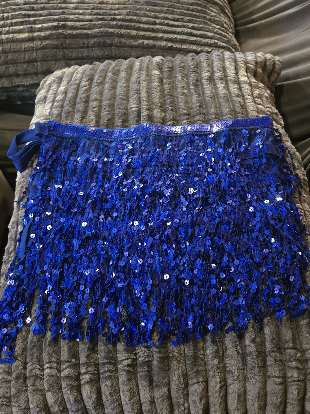 Royal Blue Sequin Fringe Mini Skirt - Women